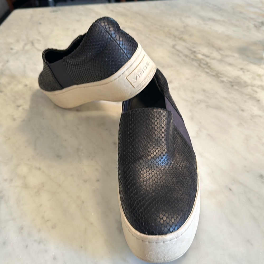 Vince Black Textured Slip-On Sneakers